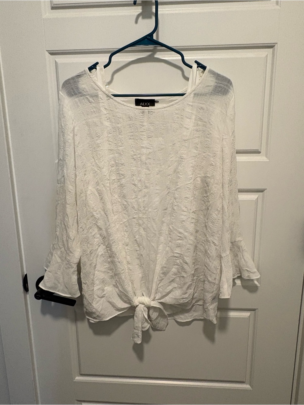 ALYX White Tie-Front Textured Women's Blouse